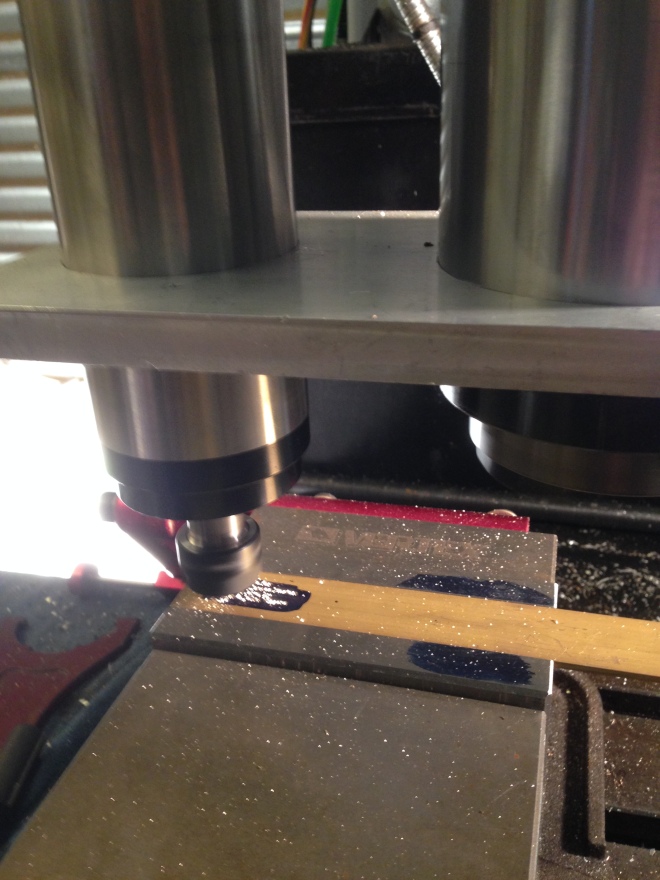Engraving a small brass plate, at 20000 rpm.